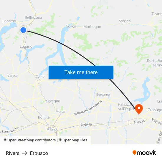 Rivera to Erbusco map