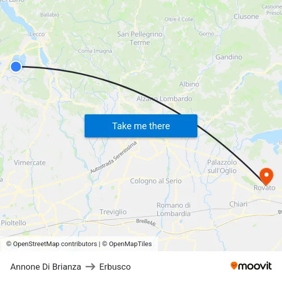 Annone di Brianza to Erbusco map