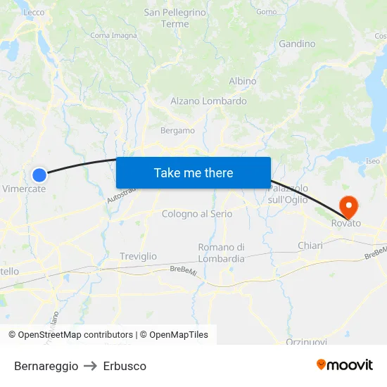 Bernareggio to Erbusco map