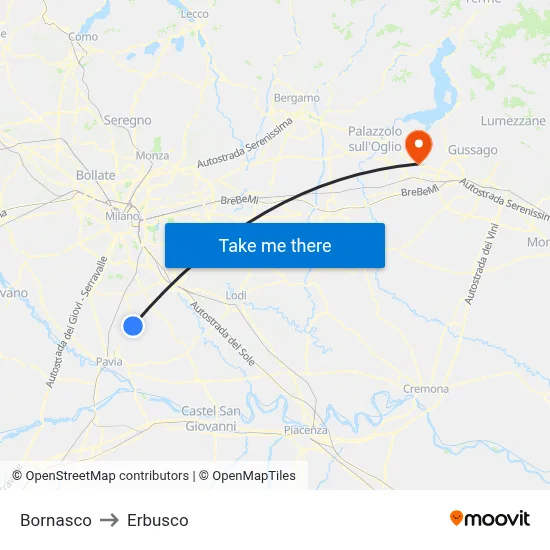 Bornasco to Erbusco map