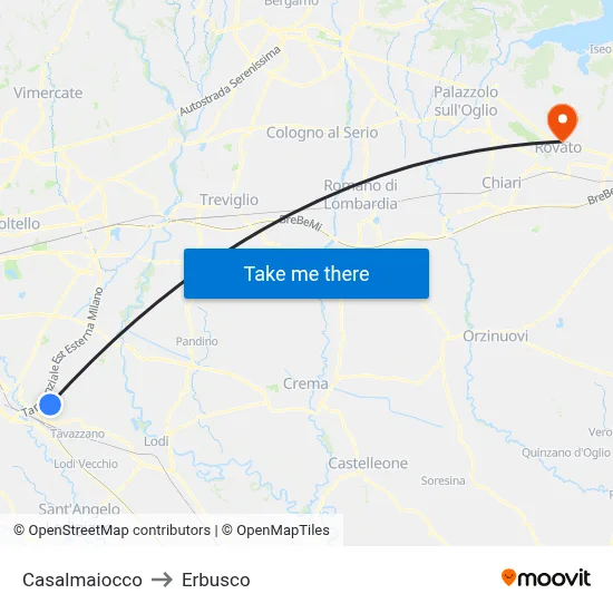 Casalmaiocco to Erbusco map