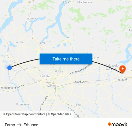 Ferno to Erbusco map