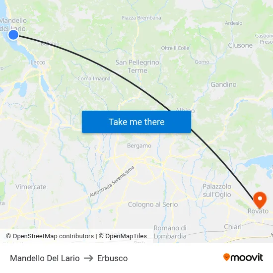 Mandello Del Lario to Erbusco map