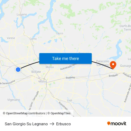 San Giorgio Su Legnano to Erbusco map