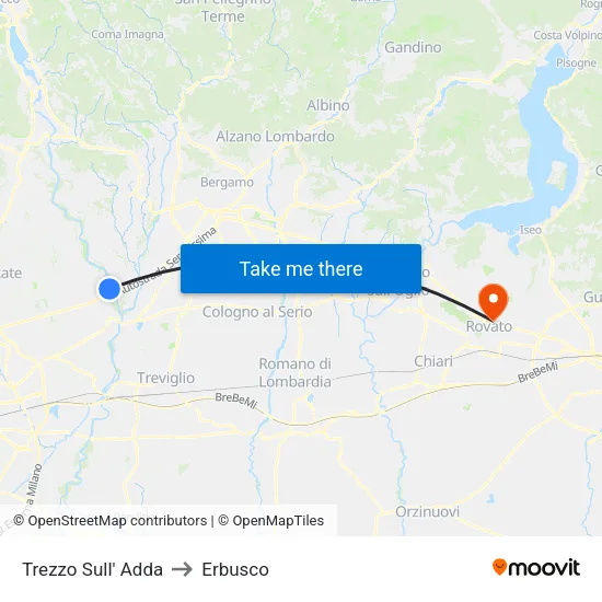 Trezzo Sull' Adda to Erbusco map