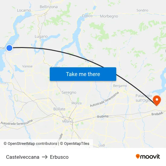 Castelveccana to Erbusco map