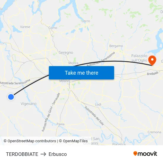TERDOBBIATE to Erbusco map