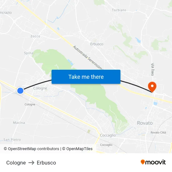 Cologne to Erbusco map