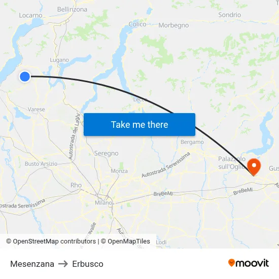 Mesenzana to Erbusco map
