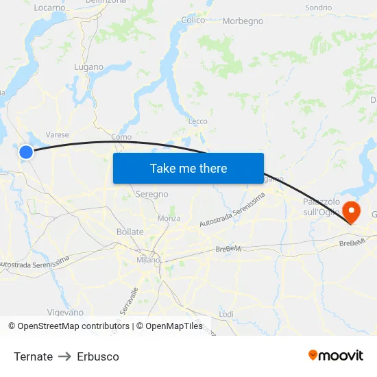 Ternate to Erbusco map
