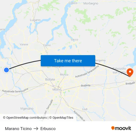 Marano Ticino to Erbusco map
