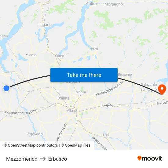 Mezzomerico to Erbusco map