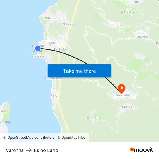 Varenna to Esino Lario map
