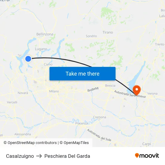Casalzuigno to Peschiera Del Garda map