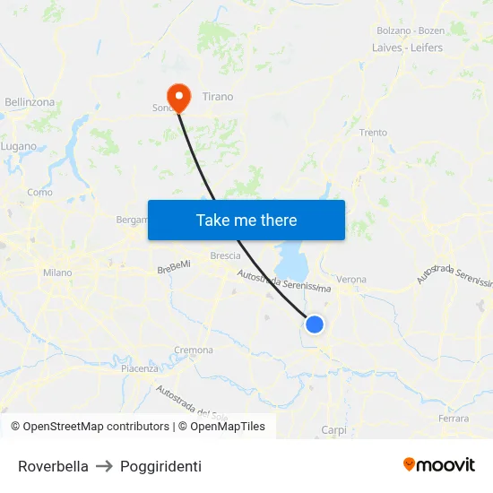 Roverbella to Poggiridenti map