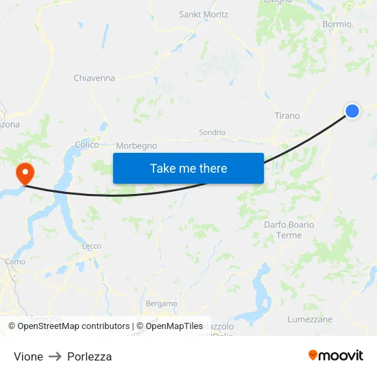 Vione to Porlezza map