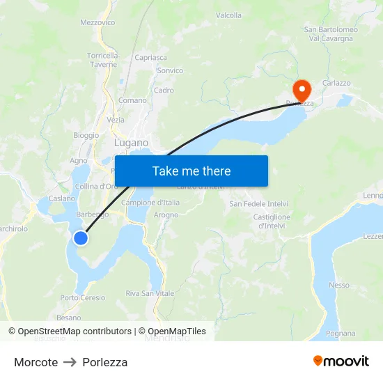 Morcote to Porlezza map