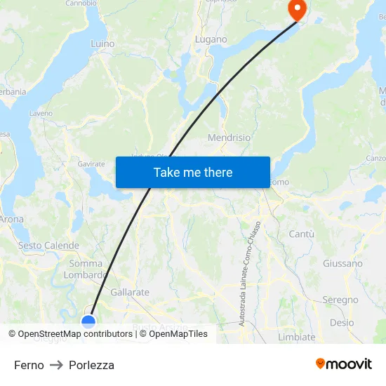 Ferno to Porlezza map