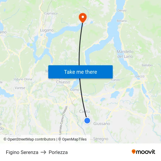 Figino Serenza to Porlezza map