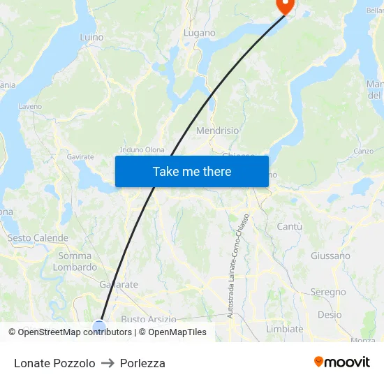 Lonate Pozzolo to Porlezza map