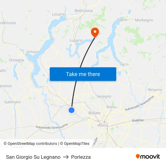 San Giorgio Su Legnano to Porlezza map