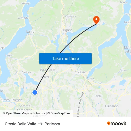 Crosio Della Valle to Porlezza map