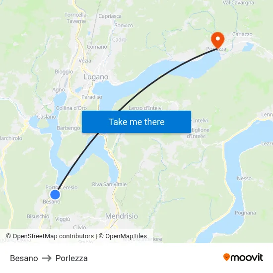 Besano to Porlezza map