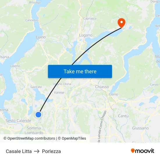Casale Litta to Porlezza map