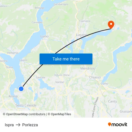 Ispra to Porlezza map
