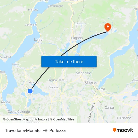 Travedona-Monate to Porlezza map