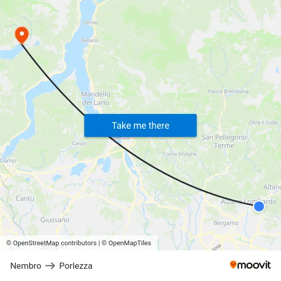 Nembro to Porlezza map