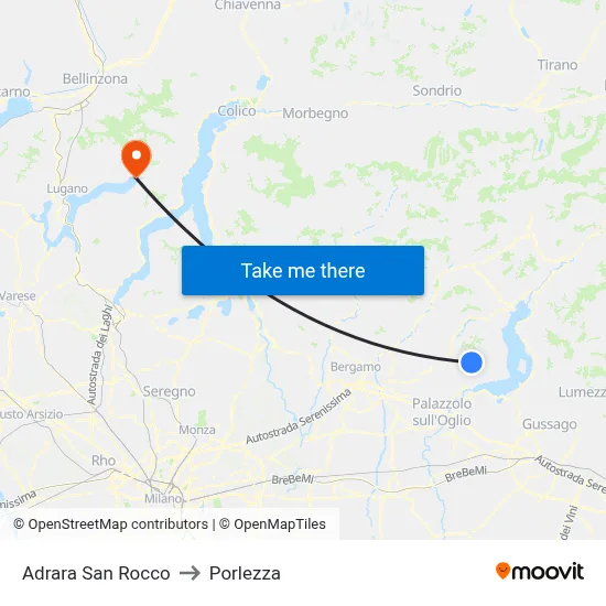 Adrara San Rocco to Porlezza map