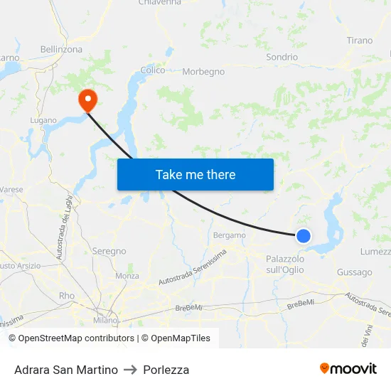 Adrara San Martino to Porlezza map