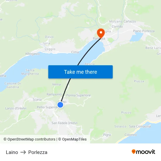 Laino to Porlezza map