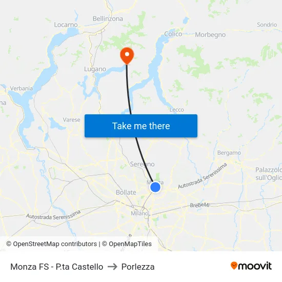 Monza FS - P.ta Castello to Porlezza map