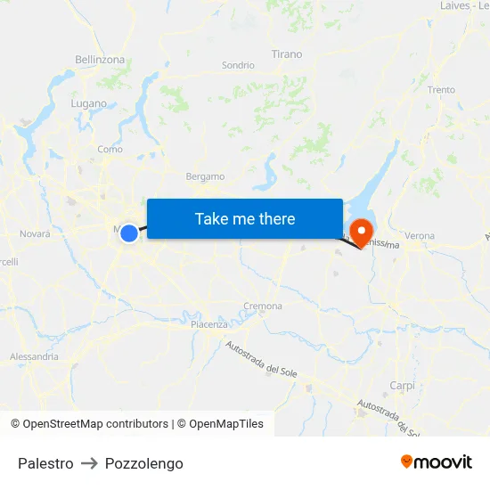 Palestro to Pozzolengo map