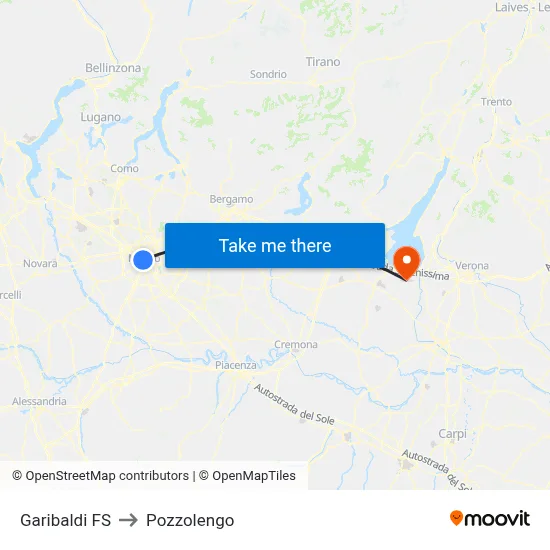 Garibaldi Station to Pozzolengo map