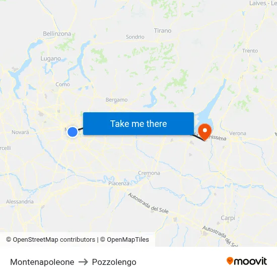 Montenapoleone to Pozzolengo map