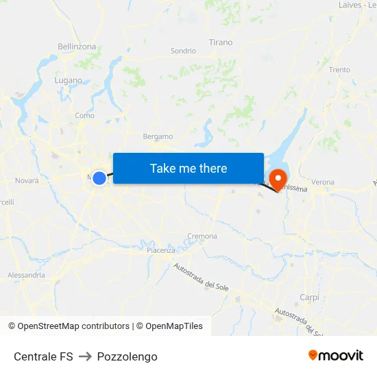 Centrale FS to Pozzolengo map