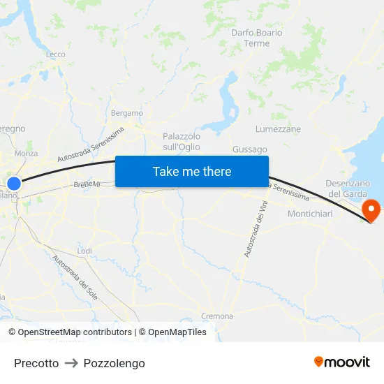 Precotto to Pozzolengo map