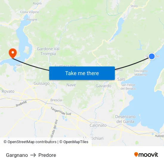 Gargnano to Predore map