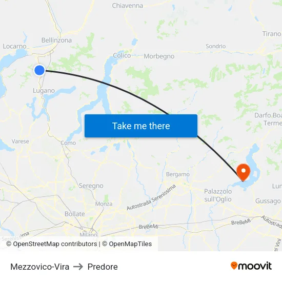 Mezzovico-Vira to Predore map