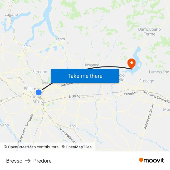 Bresso to Predore map