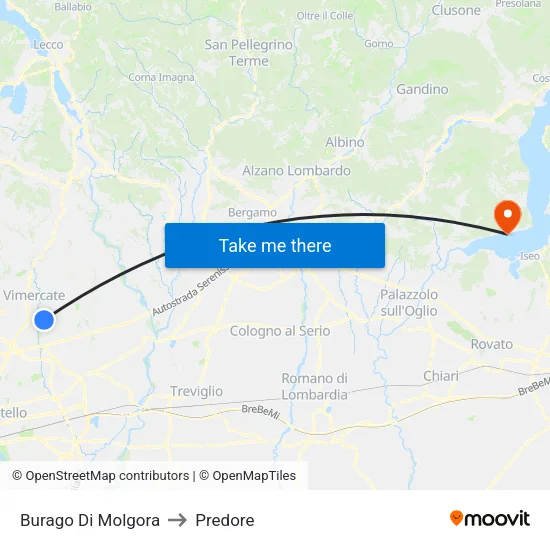 Burago Di Molgora to Predore map