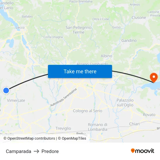 Camparada to Predore map