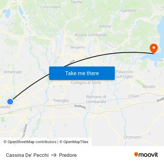 Cassina De' Pecchi to Predore map
