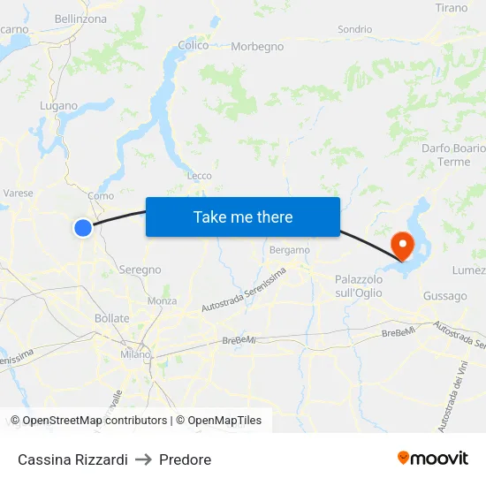 Cassina Rizzardi to Predore map
