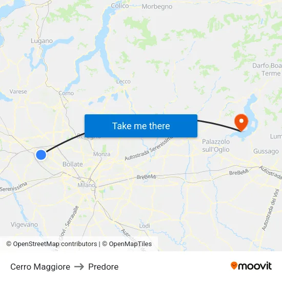 Cerro Maggiore to Predore map