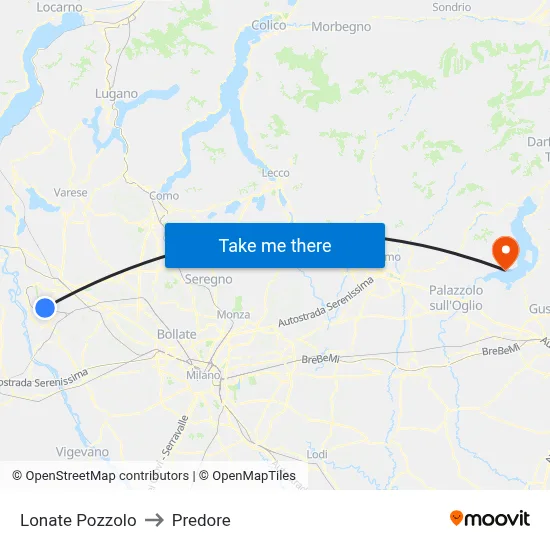 Lonate Pozzolo to Predore map