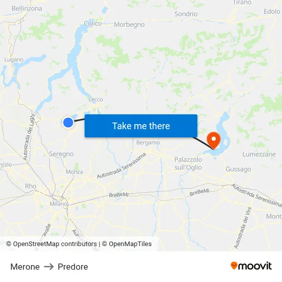 Merone to Predore map